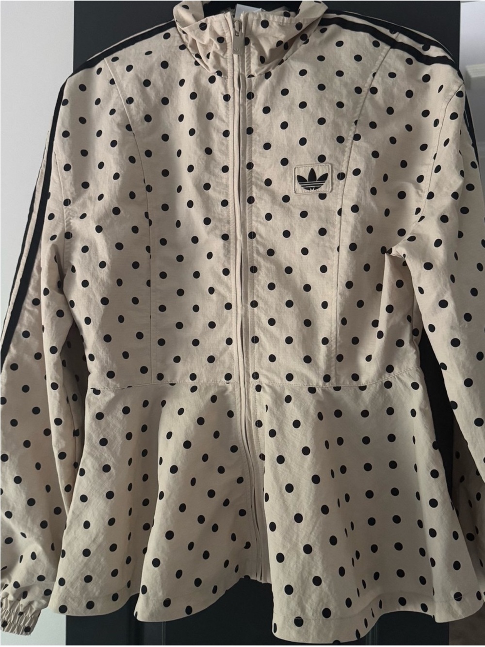 ASOS adidas Sold out! Polka Dot Peplum Zip Jacket in Cream and Black! - Picture 5 of 5